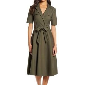 Mark & James By Badgley Mischika A Line Olive Green Shirtdress 10 NWT